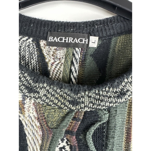 Bachrach Knit 3D Textured Sweater Cosby Biggie Style Earth Tones Mens Size Large - Picture 4 of 16